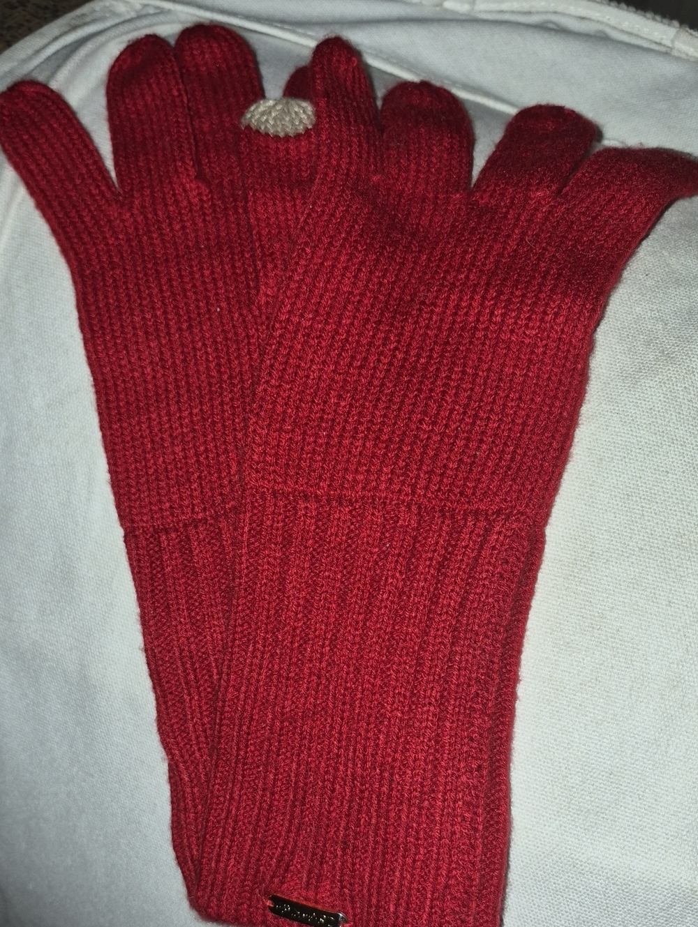 Calvin Klein Knit Signature Logo Touchscreen Gloves Red